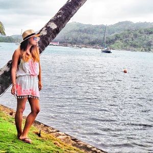 Pink and white cover up